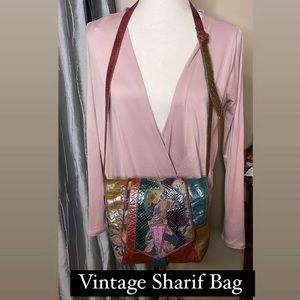 Vintage Sharif European Leather Textured Croc Snake Skin Bag